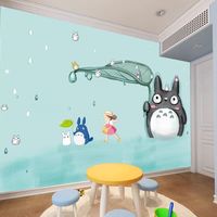 Papier peint 3D moderne Totoro pour chambre d'enfant, imperméable et anti-fumée, tissu mural personnalisé de haute qualité pour chambre à coucher domestique