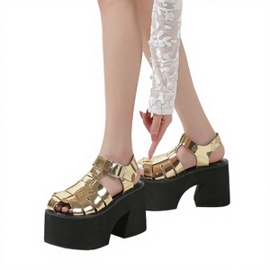 Sandalias de Plataforma con Hebilla en el Tobillo, Diseño Romano, Ligeras, de PU, para Mujer, Verano 2024, Nueva Colección - Product Image 1