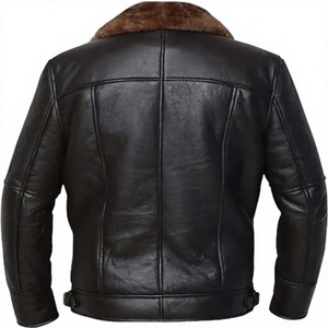 Men's Genuine Leather <b>Jacket</b> with Leather Lining Heated Zipper Closure Winter Warm Moto Biker Style Front Logo Regular Fit - Product Image 3
