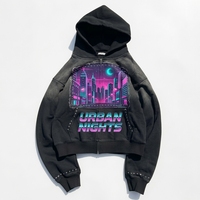 Patch personnalisé Design graphique Rivet Hoodies lavé à l'acide poids lourd coton éponge français fermeture éclair soleil délavé recadrée strass Hoodie