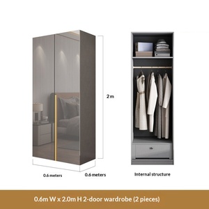 Armario <span class=keywords><strong>de</strong></span> Dormitorio <span class=keywords><strong>de</strong></span> Cinco o Seis Puertas, Diseño Minimalista <span class=keywords><strong>de</strong></span> Lujo Ligero, Madera Brillante, Pintura Ecológica - Product Image 5