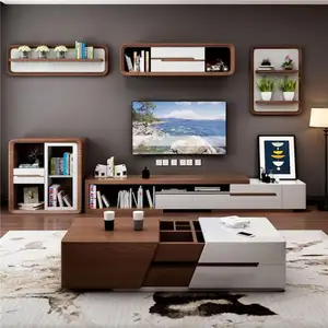 Moderno prezzo all'ingrosso in legno con vetro Top TV Stand per soggiorno mobili TV Cabinet