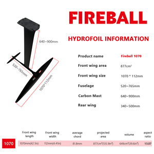 Kit de mejora de ala delantera de hidroala de carbono Fireball 1070 con mástil de aluminio para mejorar el rendimiento de la hidroala. - Product Image 2