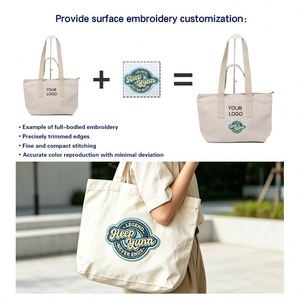 Sac fourre-tout réutilisable en toile de coton avec impression de logo personnalisé, écologique et recyclable pour les trajets quotidiens - Product Image 3