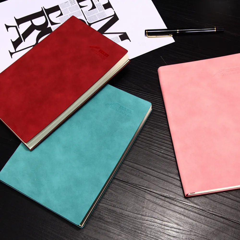 Wholesale Supplier Custom White Soft Pu Leather Cover A5 Office Supplies Business Lined Journal Notebooks