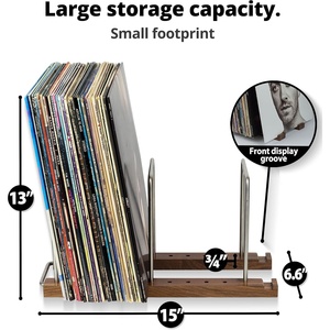 Soporte de almacenamiento de discos de vinilo LP 75, soporte de madera para álbumes, almacenamiento de discos de vinilo, estante de almacenamiento de vinilo - Product Image 3