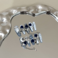 Faux ongles à presser faits main, noirs gothiques de luxe, avec motif camée 3D, réutilisables, longs, forme cercueil, à coller