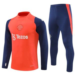 Ensemble d'entraînement de football unisexe pour enfants, motif nom d'équipe, manches longues, demi-zip, polyester, taille élastique, printemps - Product Image 1
