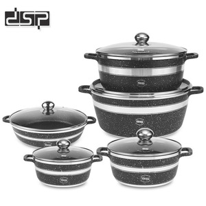 Soup <b>Pot</b> Suit 5 Piece <b>Set</b> Black Non Stick Steel Cookware With Spoon Apron For Gas Induction Stoves - Product Image 2