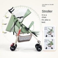 Poussette bébé pliable légère avec cadre en acier inoxydable, siège inclinable spacieux, poussette portable pour nouveau-né, sécurité optimale