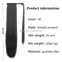 Extensions de cheveux queue de cheval longues et lisses pré-collées, fibres synthétiques haute température, tissage simple, pour tresses et coiffures.