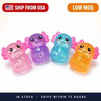 Mainan Sensorik Fidget Lucu Penghilang Stres Southpeak USA Warehouse Squeeze Stretch Glitter Axolotl Squishy Holographic Sequin 4 Warna