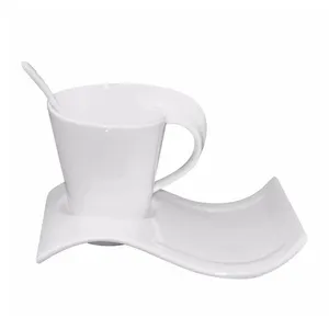 Tasse à café expresso en céramique blanche avec soucoupe, cadeau de Promotion