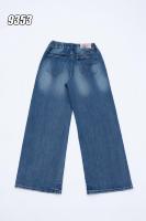 Prix de gros Jean droit pour femme grande taille, couleur unie, taille haute élastique, design anti-plis, coupe ample, en denim délavé