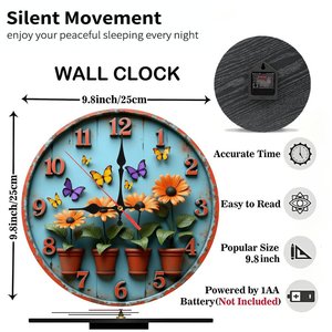 Round Wooden Wall <b>Clock</b> 25x25Cm <b>Art</b> Decor Quiet Movement Home Living Room Background <b>Clock</b> - Product Image 2