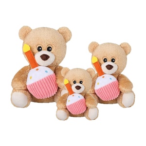 Ours en peluche d'anniversaire avec <span class=keywords><strong>bougie</strong></span> cupcake, ours en peluche doux et moelleux, animal en peluche personnalisé avec logo, décoration pour baby shower et anniversaire - Product Image 3