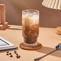 Gelas Kopi Kaca Vintage 200ml Grosir, Cangkir Minuman Tumpuk, Gelas Air untuk Rumah, Kantor, Bar