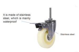 Medium Duty Industrial <strong>Trolley</strong> Wheels 3/<strong>4</strong>/<strong>5</strong> <strong>Inch</strong> Swivel Top Plate Wear Resistant Steel Threaded Stem Double Ball Bearing Brake - Product Image 3