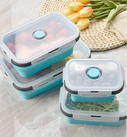 Ensemble de contenants alimentaires en silicone avec couvercle, boîte à lunch pliable en silicone de qualité alimentaire PP avec fermeture