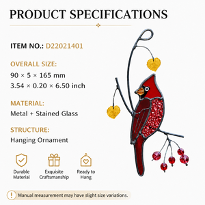 Atrapasueños de cristal artesanal con diseño de cardenal, pájaro rojo, regalo conmemorativo, obsequio de condolencia, decoración única para ventana del hogar - Product Image 2