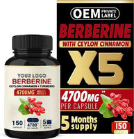 Capsules de berbérine 4700 mg à marque privée avec cannelle de Ceylan et curcuma pour soutenir la fonction immunitaire, 150 capsules