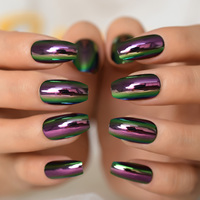 Appuyez sur les ongles miroir taille moyenne cercueil bâton sur les ongles produits de beauté pour femmes Faux Ongles