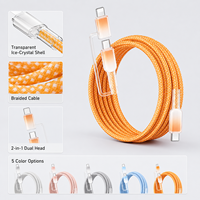 Câble de charge multifonction 2-en-1 en nylon tressé 60W Ice Crystal USB-C vers USB-C 8 broches – Fournisseur OEM en gros