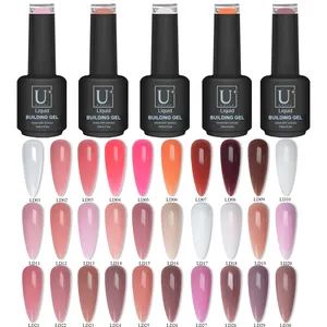 Wholesale 15ml 5 In 1 Builder Uv Gel In A Bottle With Brush Liquid Builder Poly Nail Gel Polish For Nail Art