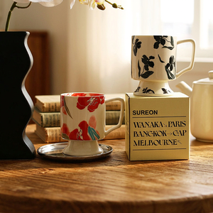 Taza de Café de Porcelana Retro Iris con Base Alta, para Té de la Tarde, Capuchino, Recuerdo, Estilo Antiguo, Apta para Microondas y Lavavajillas - Product Image 4