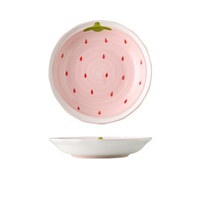 Ensemble de bols et d'assiettes en céramique rose mignon à motif de fraises, ensemble complet pour restaurant, magnifique boîte cadeau, vaisselle en céramique