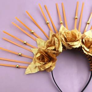 Accessories Zip Tie Spiked Halo Crown <b>Headband</b> Vintage Flowers Hair Band <b>Halloween</b> Flower Headpiece - Product Image 4