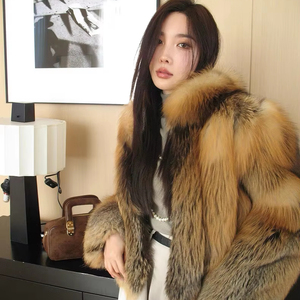 Veste d'hiver courte et réversible en vraie fourrure de renard pour femme, modèle 2025, luxueuse, décontractée, respirante, personnalisable, à simple boutonnage, style trench, toutes tailles - Product Image 2