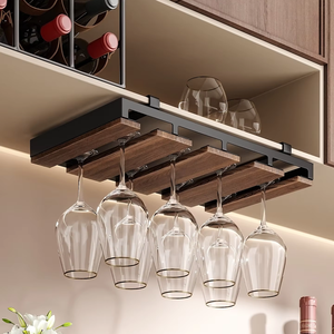 Étagère Suspendue Haut de Gamme en Noyer Vintage pour Verres à Vin Rouge Design Luxe Léger pour la Maison - Product Image 1