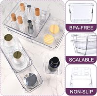 Nouvel ensemble de 14 organiseurs de tiroirs transparents, boîte de rangement de tiroir réglable, organiseur de tiroir de bureau extensible de 3 tailles, bac de rangement en acrylique