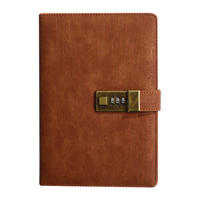 Niedliches A5 Leder-Reisetagebuch 100 Blatt Büro-Notizblock mit Geheimpasswort-Schloss für Teenager-Mädchen Hardcover Notizbuch im Werbestil