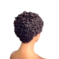 Perruque Chioma en vente en gros, perruque courte bouclée fabriquée à la machine, noir naturel, 100% cheveux humains vierges