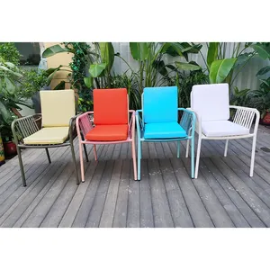 花园风格现代网眼花园藤椅户外金属铝PE藤椅批发可叠放户外椅