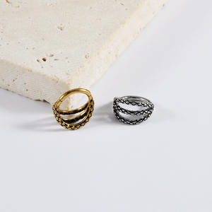 Pendientes de aro de acero inoxidable electrochapado con piedra natural de Gaby, joyería para piercing de septum con diseño de águila y serpiente. - Product Image 4