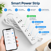 Prise électrique multiple pour maison intelligente Prise d'alimentation Wifi Prise intelligente Prise américaine Fonctionne avec Google
