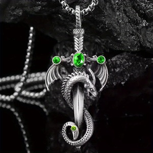 Collana con Ciondolo a Forma di <span class=keywords><strong>Spada</strong></span> di Drago Vintage Wowei, Collana Hip Hop Punk per <span class=keywords><strong>Uomo</strong></span> e Donna - Product Image 4