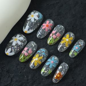 Uñas Postizas de Almendra Medianas Hechas a Mano al por Mayor, 10 Piezas, Uñas Acrílicas Reutilizables, Modelo Cuadrado Artificial, Precio de Fábrica - Product Image 3