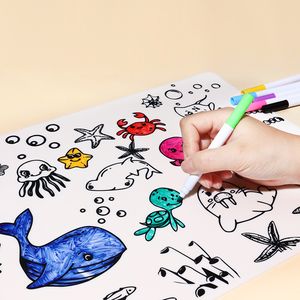 Tapete de Silicona Redondo para Niños con Diseño Moderno y Simple, Lavable, para Pintar con Acuarelas, Serie Espacio Océano, para Mesa de Comedor - Product Image 1