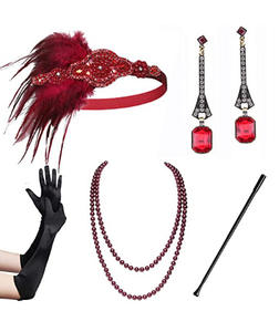 1920 Vintage Flapper accessoires ensemble Great Gatsby Costume <span class=keywords><strong>bijoux</strong></span> diamant bandeau collier gants boucle d'oreille <span class=keywords><strong>porte</strong></span>-cigarette - Product Image 4
