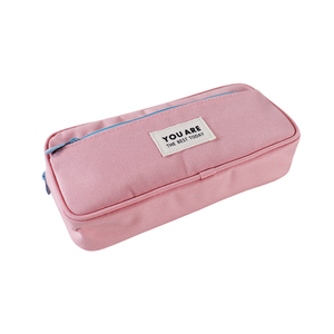 Étui à crayons en tissu rose pour l'école et le bureau avec double fermeture éclair - Product Image 4