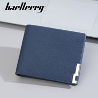 Baellerry 2025 baru kelas atas pria dompet pendek sederhana netral PU lipat dua penutupan terbuka ukuran kecil untuk siswa grosir