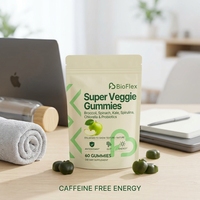 Gummies végétaliennes sans sucre aux légumes verts avec probiotiques, spiruline, chlorelle, brocoli, épinards, persil, antioxydants, 60 unités