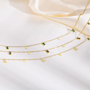 YML & lüks su damlası kare üçgen zirkon elmas parçası kolye titanyum çelik kolye kadın klavikula zinciri - Product Image 5