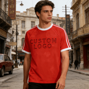 Camiseta Deportiva Retro Personalizada para Hombre, 100% Algodón, Tejido de Punto, Cuello Raglán, con Estampado de Letras, Ecológica, para un Look Casual Urbano - Product Image 1