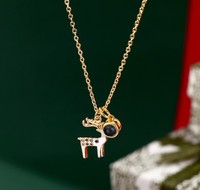 Collier tendance en forme d'oiseau en acier inoxydable plaqué or avec zircon pour les occasions de fête des enfants