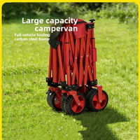 Chariot pliable pour le camping en plein air, chariot pliable extra-large en acier à haute teneur en carbone, capacité de charge élevée, chariot compact, chariot de pique-nique